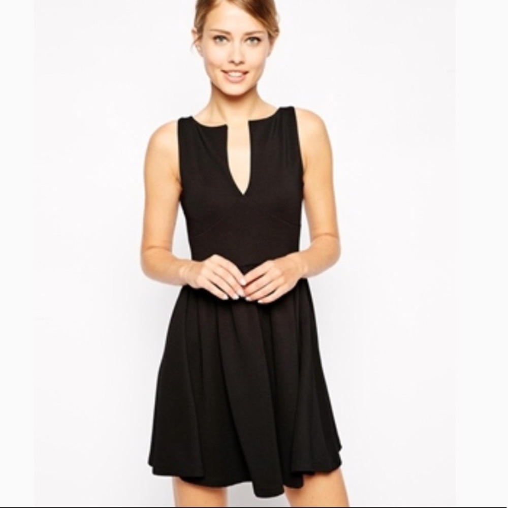 ASOS sz 8 black sleeveless skater mini dress
